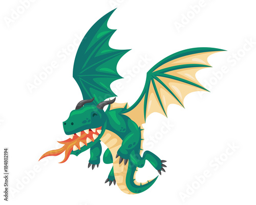 Fotografie Ancient Cute Dragon Illustration Character, Suitable for Children Product, Print, Logo, Game Asset, And Other Children Related Occasion