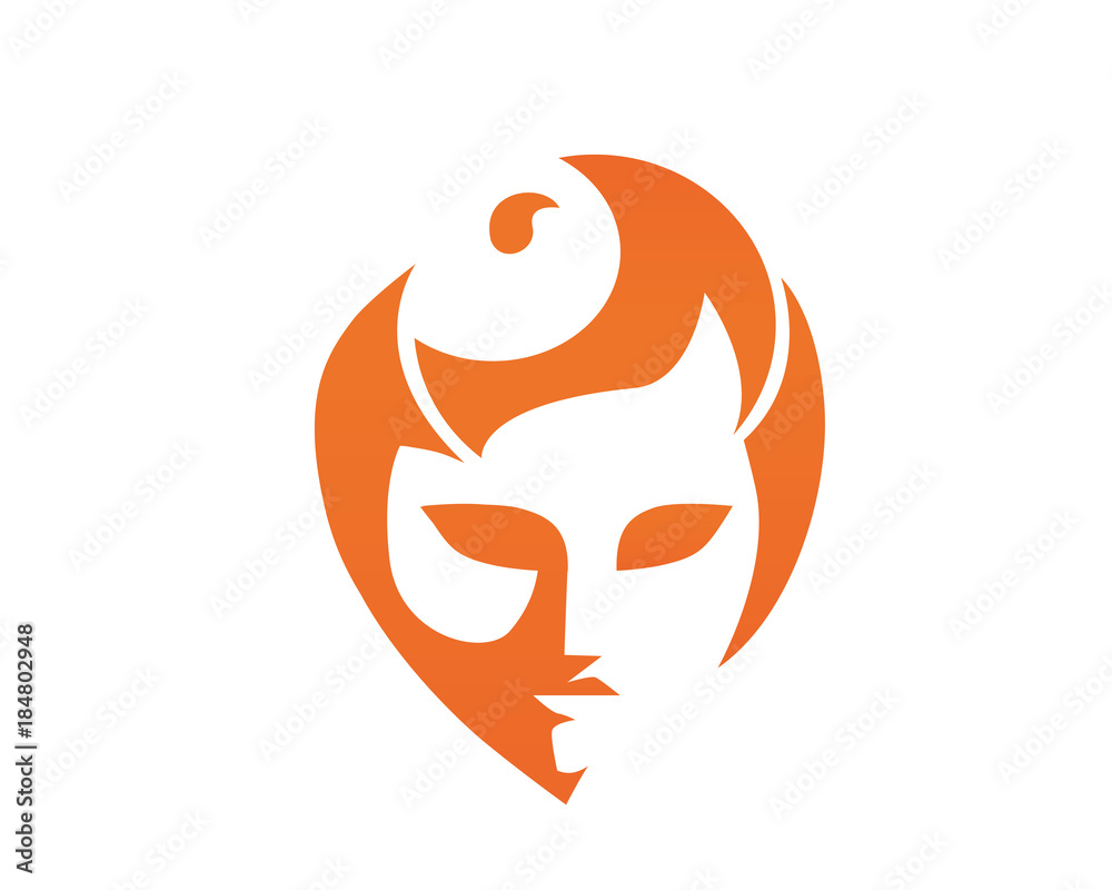 Modern Flaming Human Face Logo Illustration