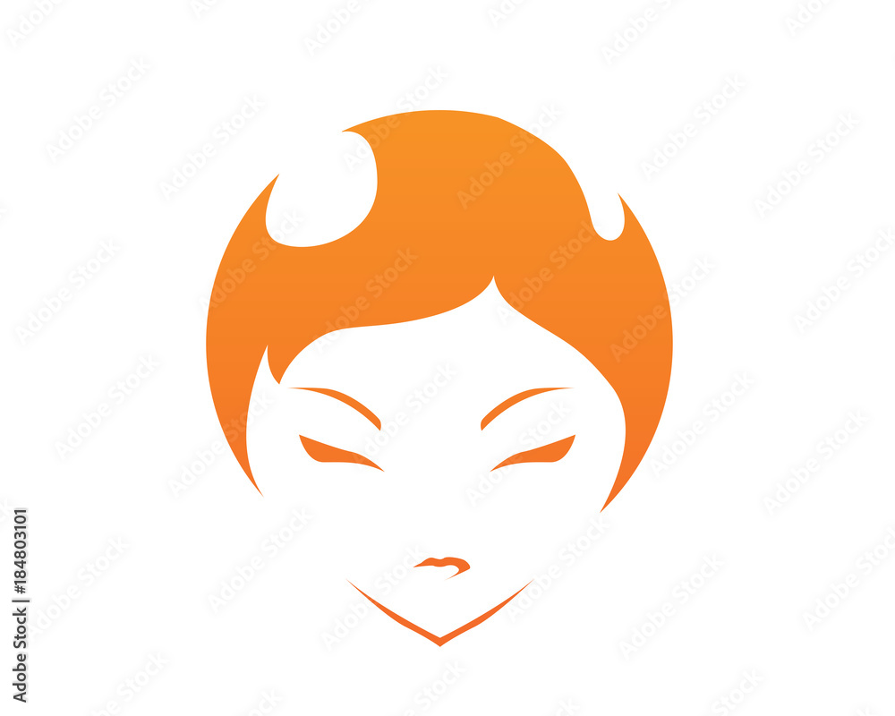 Flaming Passionate Beauty Female Face Logo