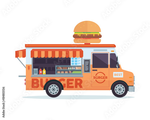 Modern Delicious Commercial Food Truck Vehicle - American Burger Fast Food