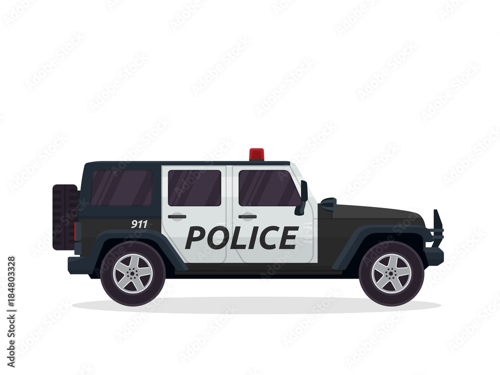 Modern Urban Police Patrol Vehicle Illustration