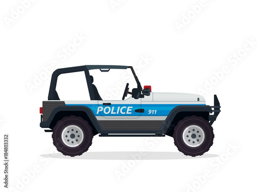 Modern Urban Police Patrol Vehicle Illustration