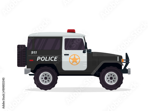 Modern Urban Police Patrol Vehicle Illustration