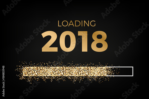 Loading 2018 - loading bar with sparkling stars - counting to 2018