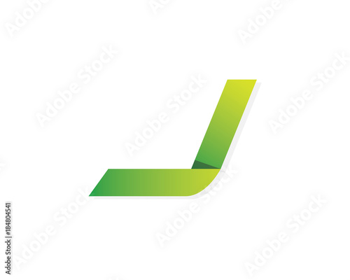 Modern Green Metal Steel J Letter Alphabet Symbol, Suitable For Technology, Renewable Energy Industry, Finance, Creative, Marketing And Other Digital Business Related Company photo