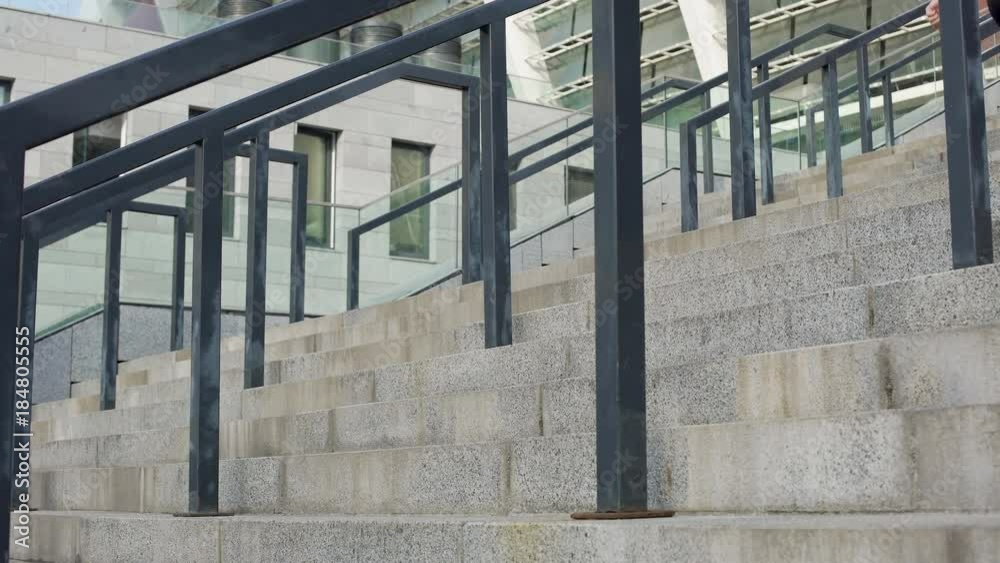 Active girl running up the stairs, losing weight, healthy lifestyle, cellulite Active girl running up the stairs, losing weight, healthy lifestyle, cellulite