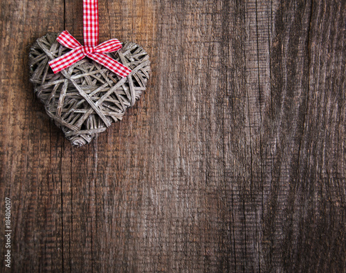Christmas tree branches with heart decoration