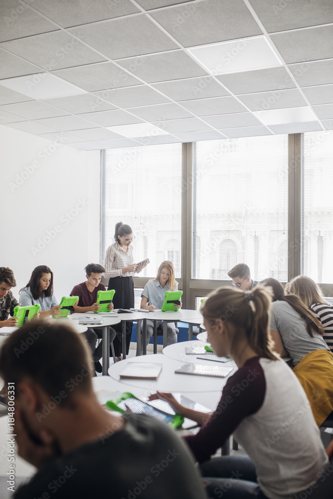 Students Studying at Modern Classroom