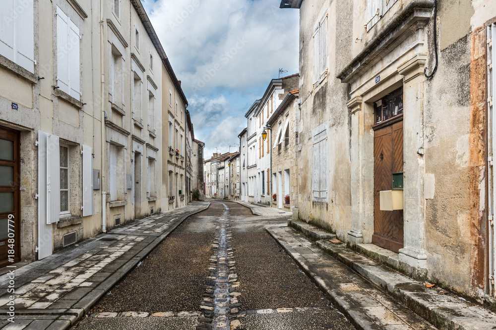 Empty street scene, Montbron, Charente
