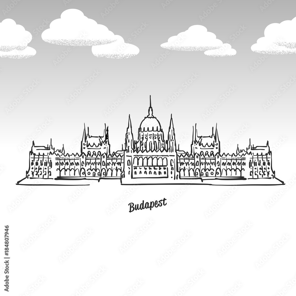 Budapest, Hungary famous landmark sketch Budapest, Hungary famous landmark sketch