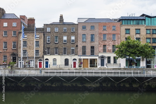 Historical center of Dublin. Quay of the river liffe