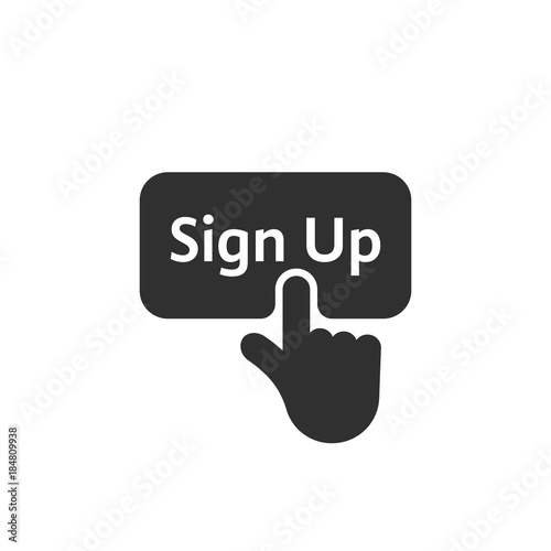 black simple finger presses on sign up button