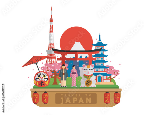 Japanese Famous Tourist Destination Banner Illustration