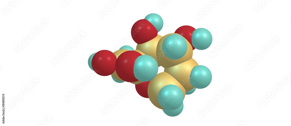 Beta-D-Fructopyranose molecular structure isolated on white