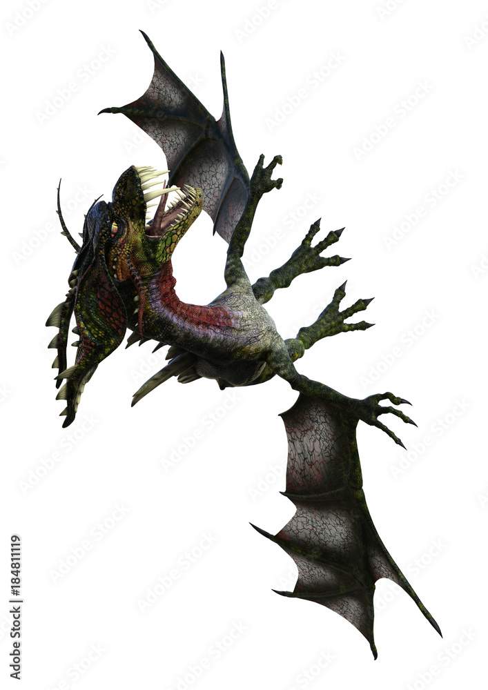 Fototapeta premium 3D Rendering Fantasy Dragon on White