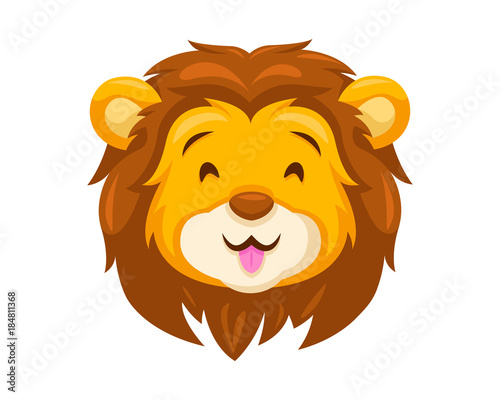 Cute Happy Lion Face Emoticon Emoji Expression Illustration