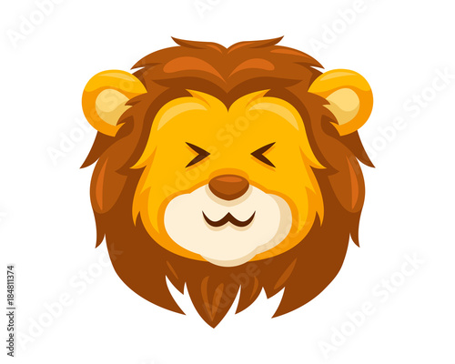 Fototapeta Naklejka Na Ścianę i Meble -  Cute Laughing Lion Face Emoticon Emoji Expression Illustration