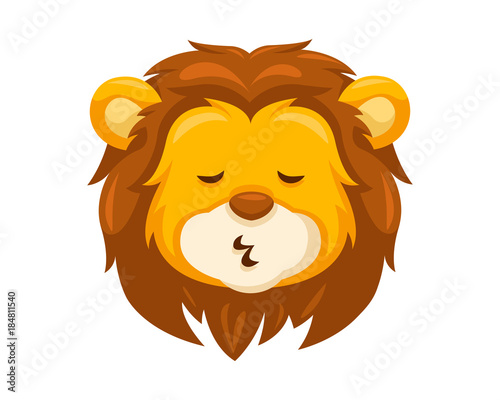 Fototapeta Naklejka Na Ścianę i Meble -  Cute Whistling Lion Face Emoticon Emoji Expression Illustration