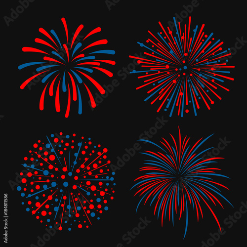 Blue and red abstract firework 4 style vector design