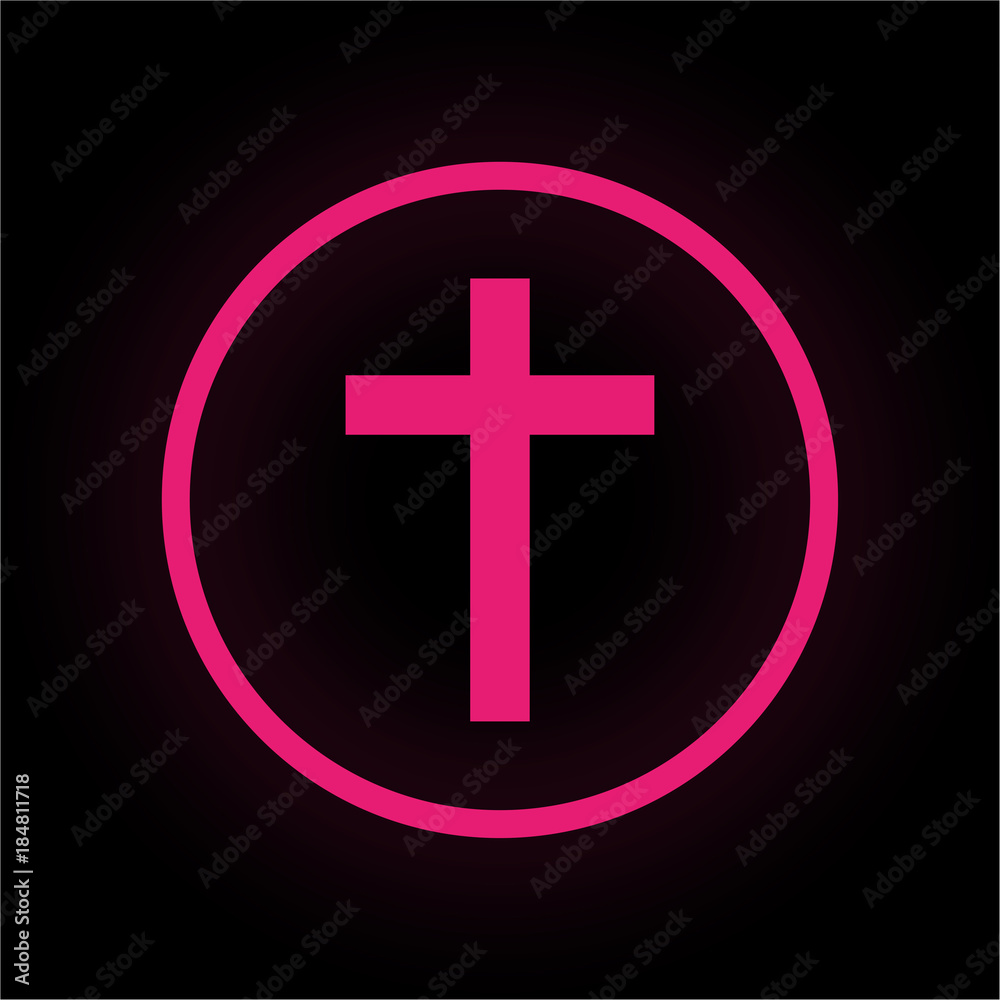 Neon Button rund - Kreuz - Glaube Neon Button rund - Kreuz - Glaube