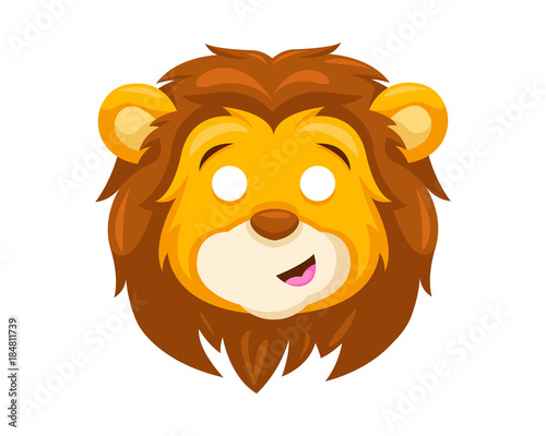 Fototapeta Naklejka Na Ścianę i Meble -  Cute Surprised Lion Face Emoticon Emoji Expression Illustration