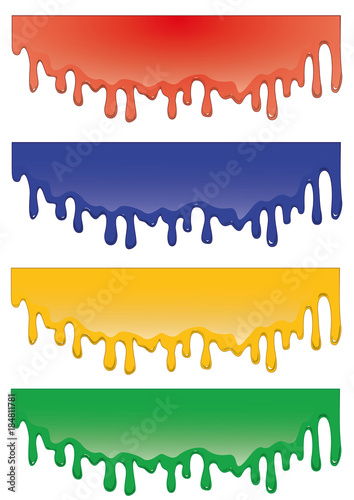 Pouring paint in differnet colors. Vector illustration