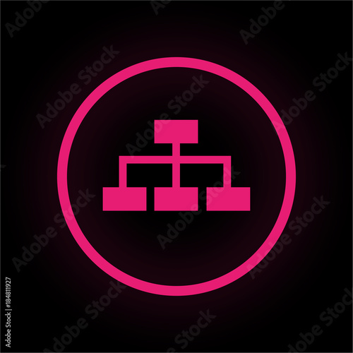 Neon Button rund - Stammbaum - Diagramm