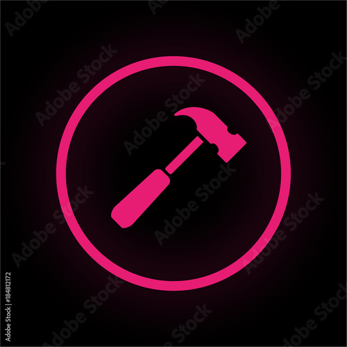 Neon Button rund - Hammer - Service