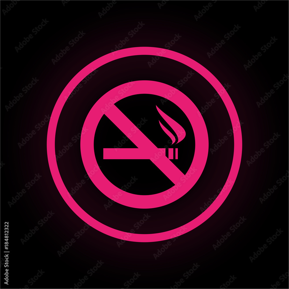 Neon Button rund - Rauchverbot