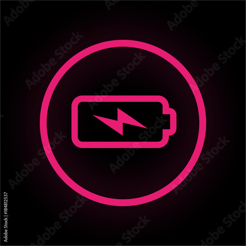 Neon Button rund - Batterie lädt