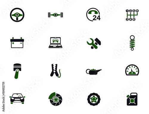 car service simple vector icons in two colors