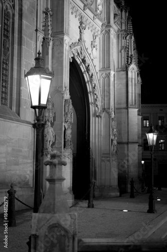 The entrance to the old cathedral in dramatic athmosphere