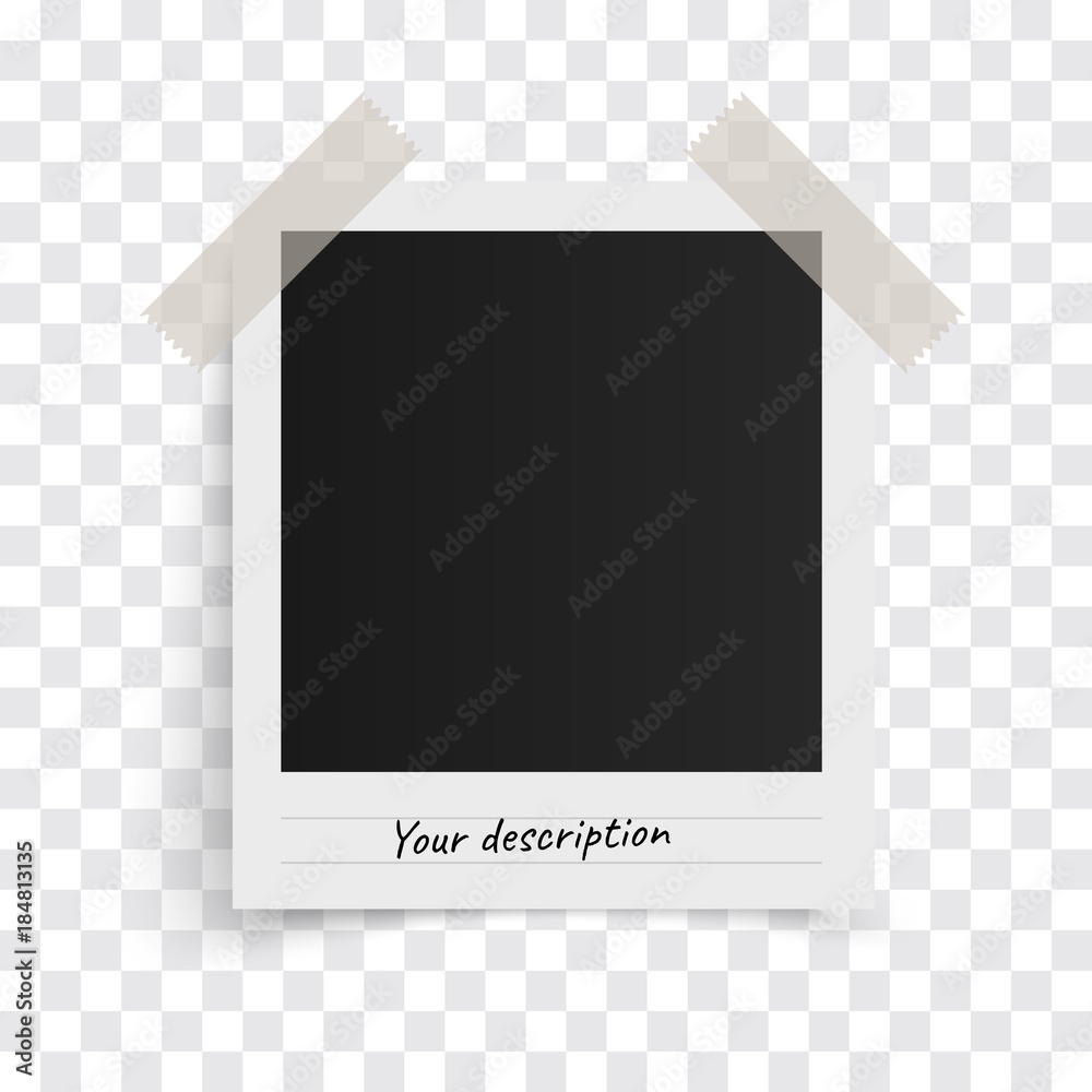 Polaroid photo frame template with shadows on sticky tape on a transparent  background. Vector illustration. Stock Vector | Adobe Stock