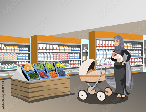 Arab woman Bags Big Shop Super Market Shopping Mall