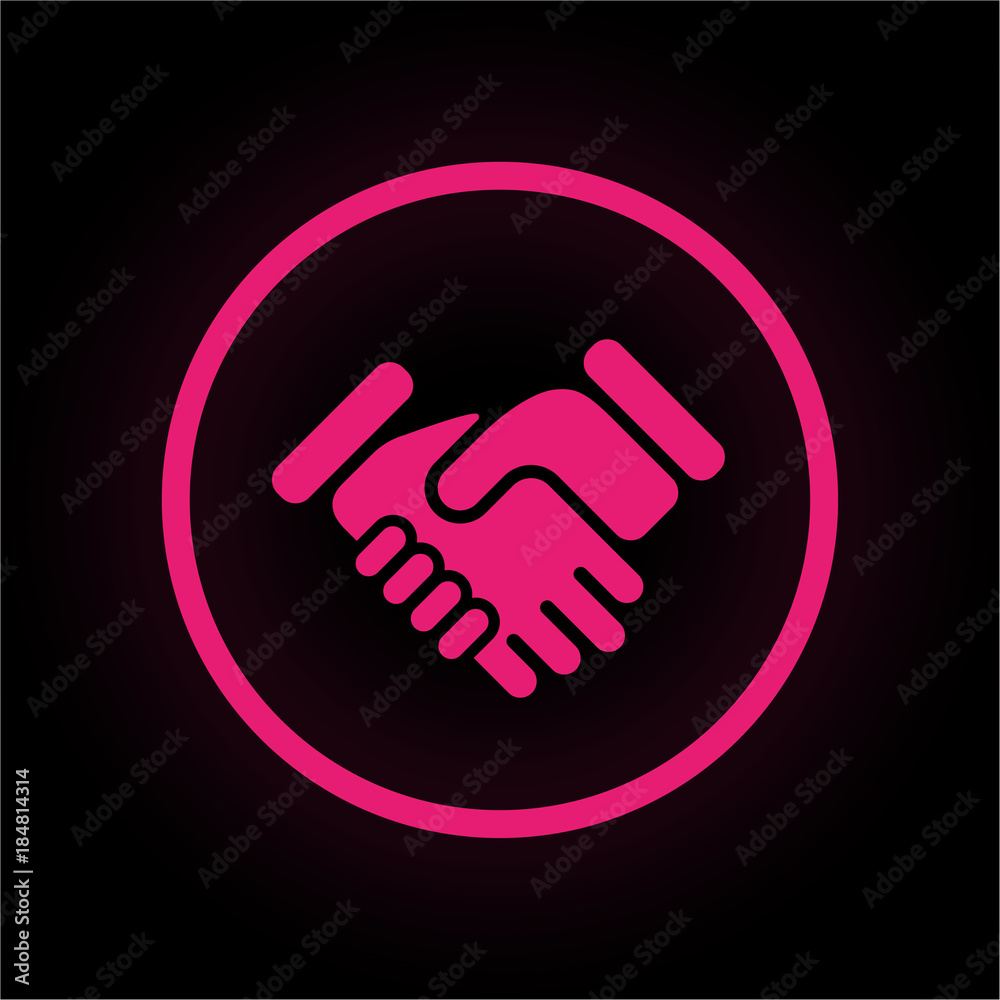 Neon Button rund - Handschlag Neon Button rund - Handschlag