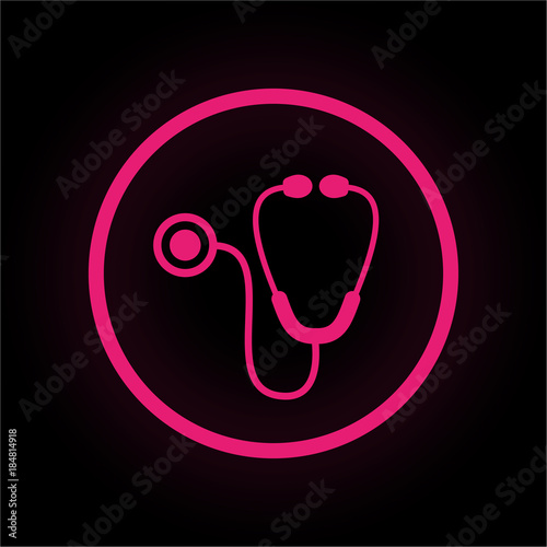 Neon Button rund - Stetoskop - Untersuchung