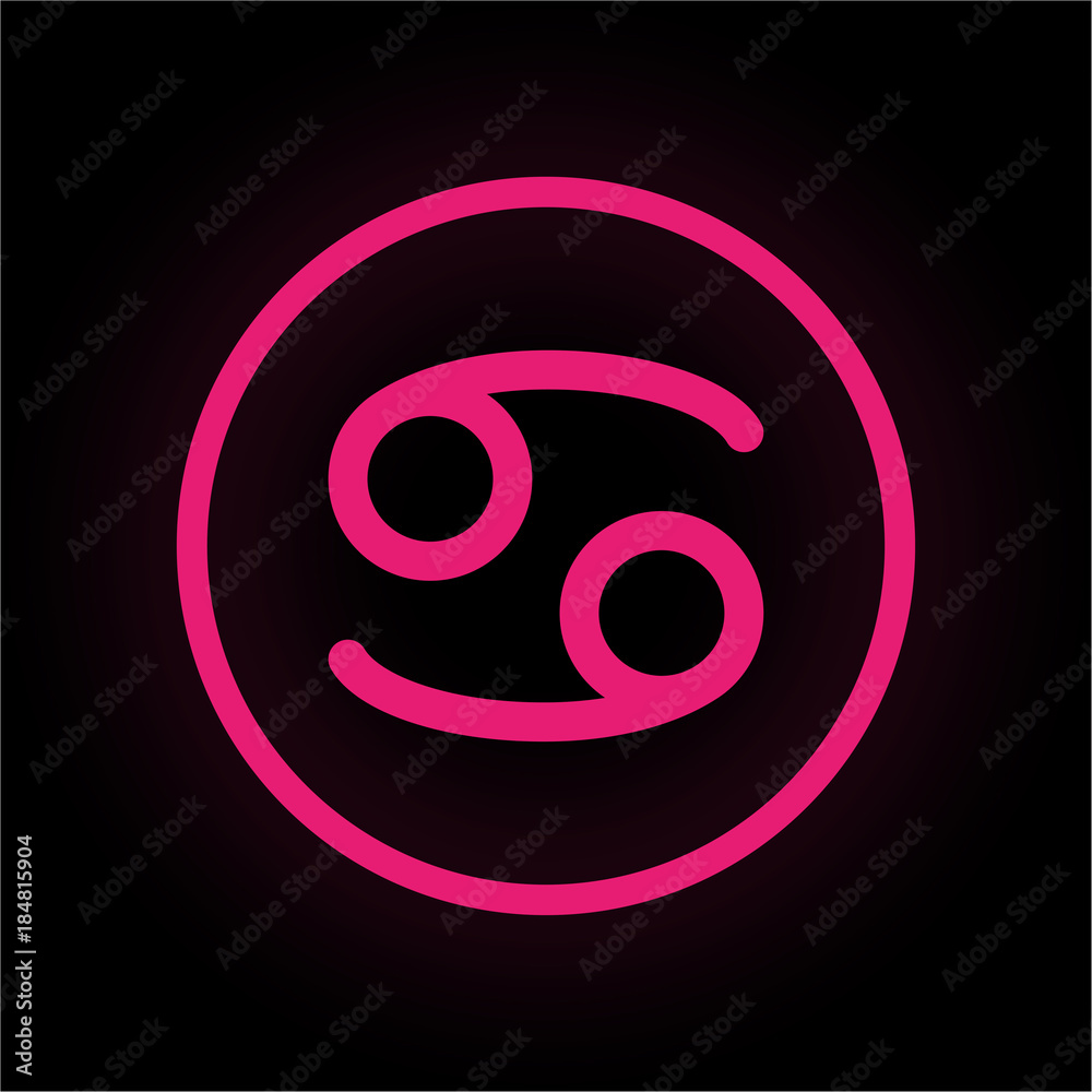 Neon Button rund - Krebs - Sternzeichen Neon Button rund - Krebs - Sternzeichen
