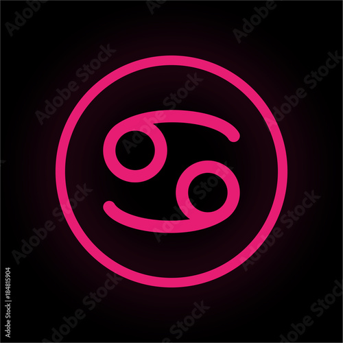 Neon Button rund - Krebs - Sternzeichen