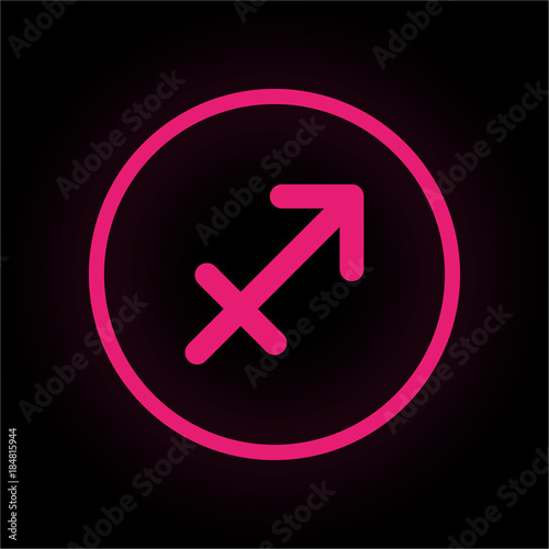 Neon Button rund - Schütze - Horoskop