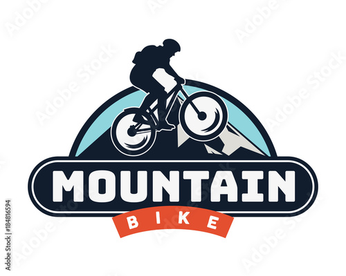 Vintage Extreme Downhill Mountain Bike Emblem Badge Illustration