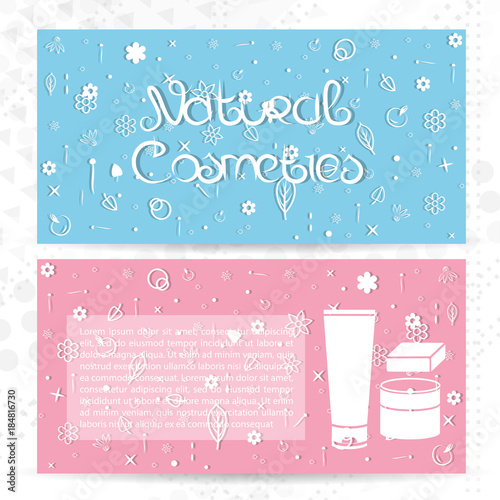 vector design of advertising postcards of the store of natural cosmetics mockup