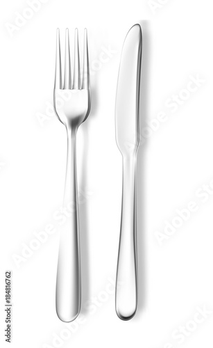 Realistic vector fork and knife mockup.