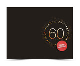 60 years anniversary decorated greeting / invitation card template with golden elements.