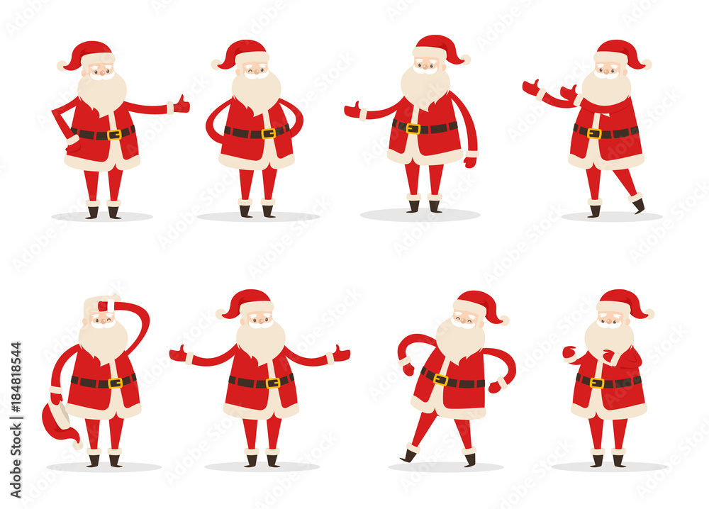 Set of Santa Clauses in Different Pose Vector Icon Set of Santa Clauses in Different Pose Vector Icon