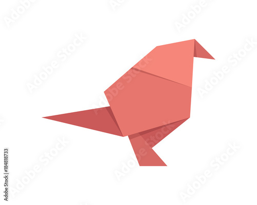 Cute Japanese Origami Paper Art Bird Illustration photo