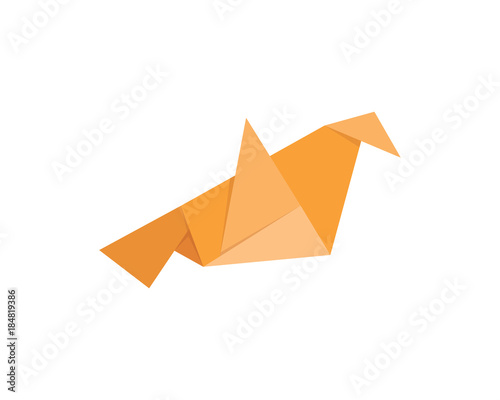 Cute Japanese Origami Paper Art Bird Illustration