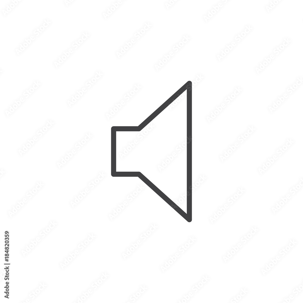 Speaker volume line icon, outline vector sign, linear style pictogram isolated on white. Sound symbol, logo illustration. Editable stroke Speaker volume line icon, outline vector sign, linear style pictogram isolated on white. Sound symbol, logo illustration. Editable stroke