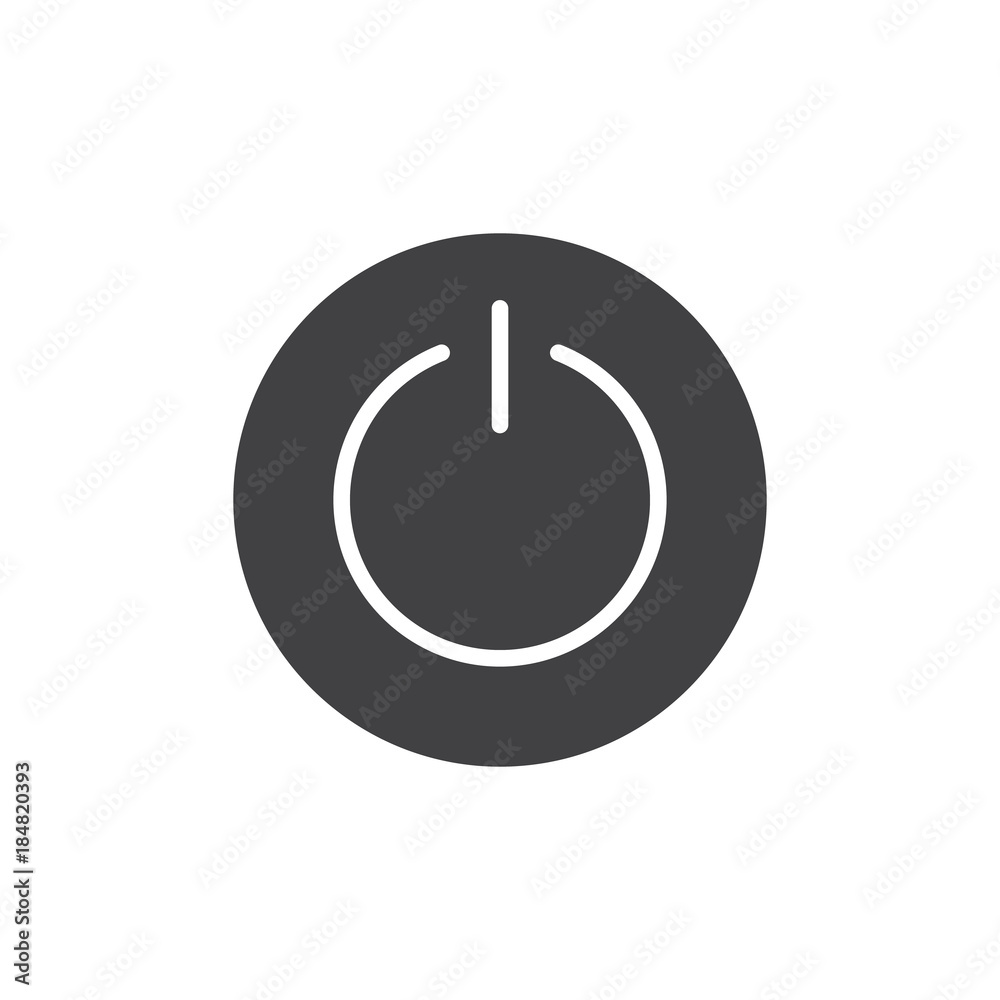Power switch icon vector, filled flat sign, solid pictogram isolated on white. On/Off button round symbol, logo illustration.