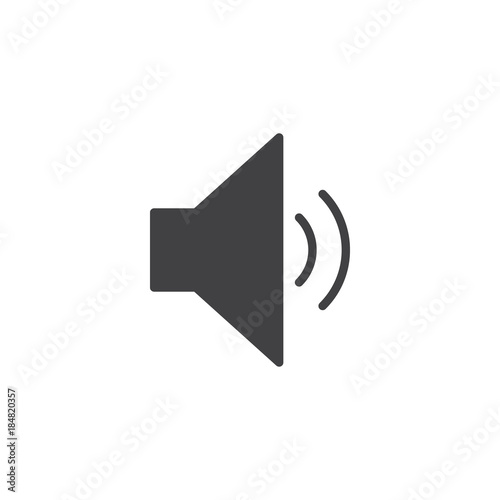 Increase volume icon vector, filled flat sign, solid pictogram isolated on white. Sound speaker symbol, logo illustration.