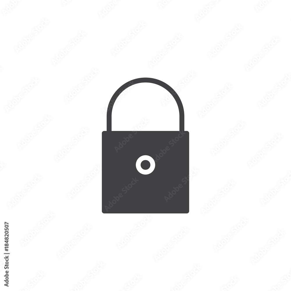 Lock padlock icon vector, filled flat sign, solid pictogram isolated on white. Password symbol, logo illustration. Lock padlock icon vector, filled flat sign, solid pictogram isolated on white. Password symbol, logo illustration.